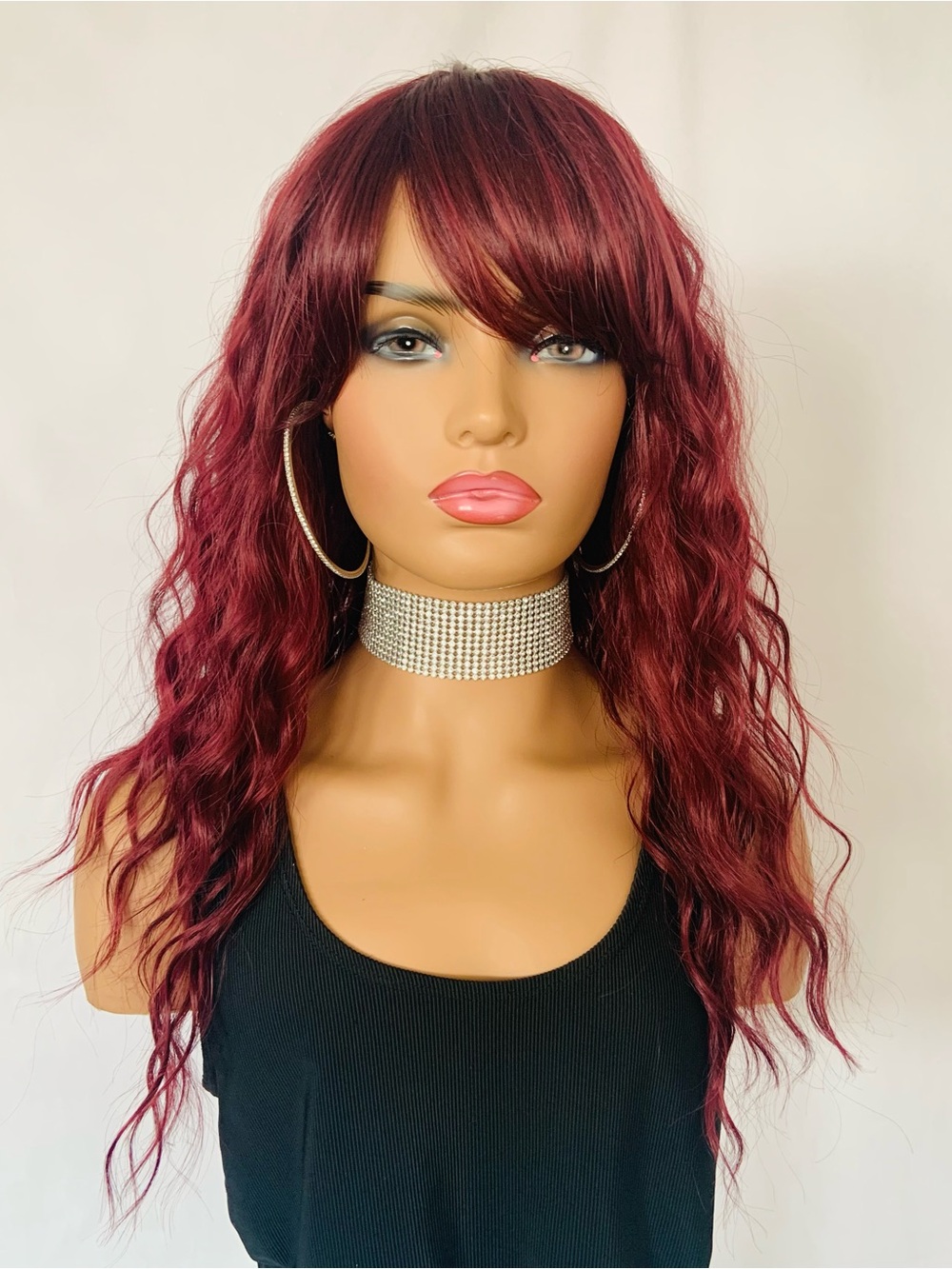 Very Pretty Burgundy Wine “Put On & Go” Synthetic Wig 🍷